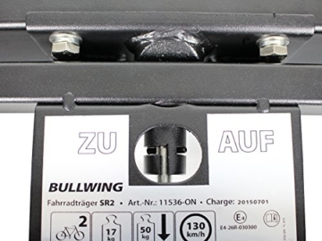 Bullwing SR2 - Fahrradträger für 2 Fahrräder auf die Auto Anhängerkupplung abklappbar (Rahmenhalter,Radstopper,Gurt) - 8